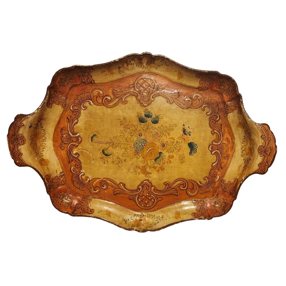 VTG Floral Tray Decorative Ornate Tray Made in Japan 15.75" - FLAWED SEE PICS